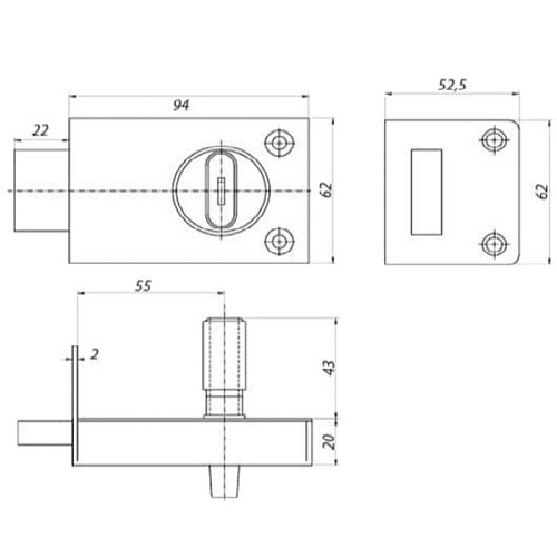 Замок накладной KEDR ЗН-1 (BS60мм)  - Фото №7