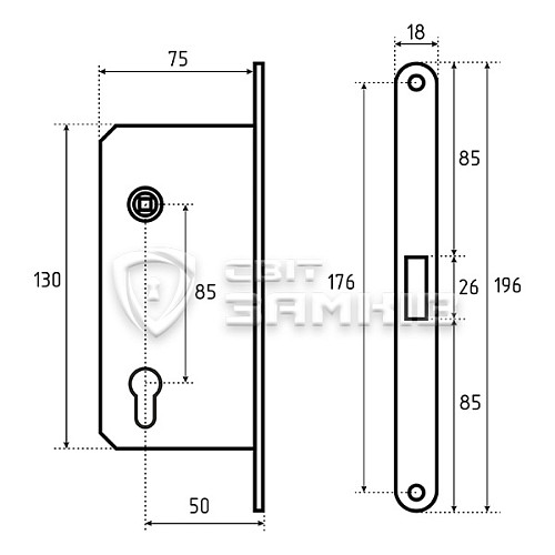 Механизм замка GAVROCHE GR85-M PZ (BS50*85мм) магнит.язичок AB бронза - Фото №5
