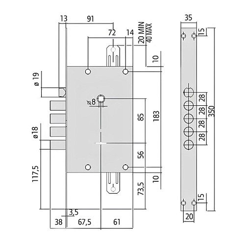 Механізм замка CISA 57685 ALPS (BS67,5*85мм) з перекодуванням хром матовий - Фото №6