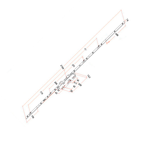 Механізм замка AXOR заскочка 25*92 мм рейка 2100 мм управління ручкою - Фото №4