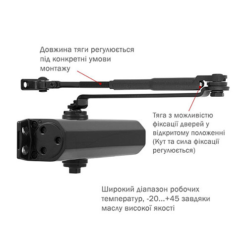 Дотягувач RYOBI DS-2055V BC STD HO з фіксацією до 100кг Чорний - Фото №6